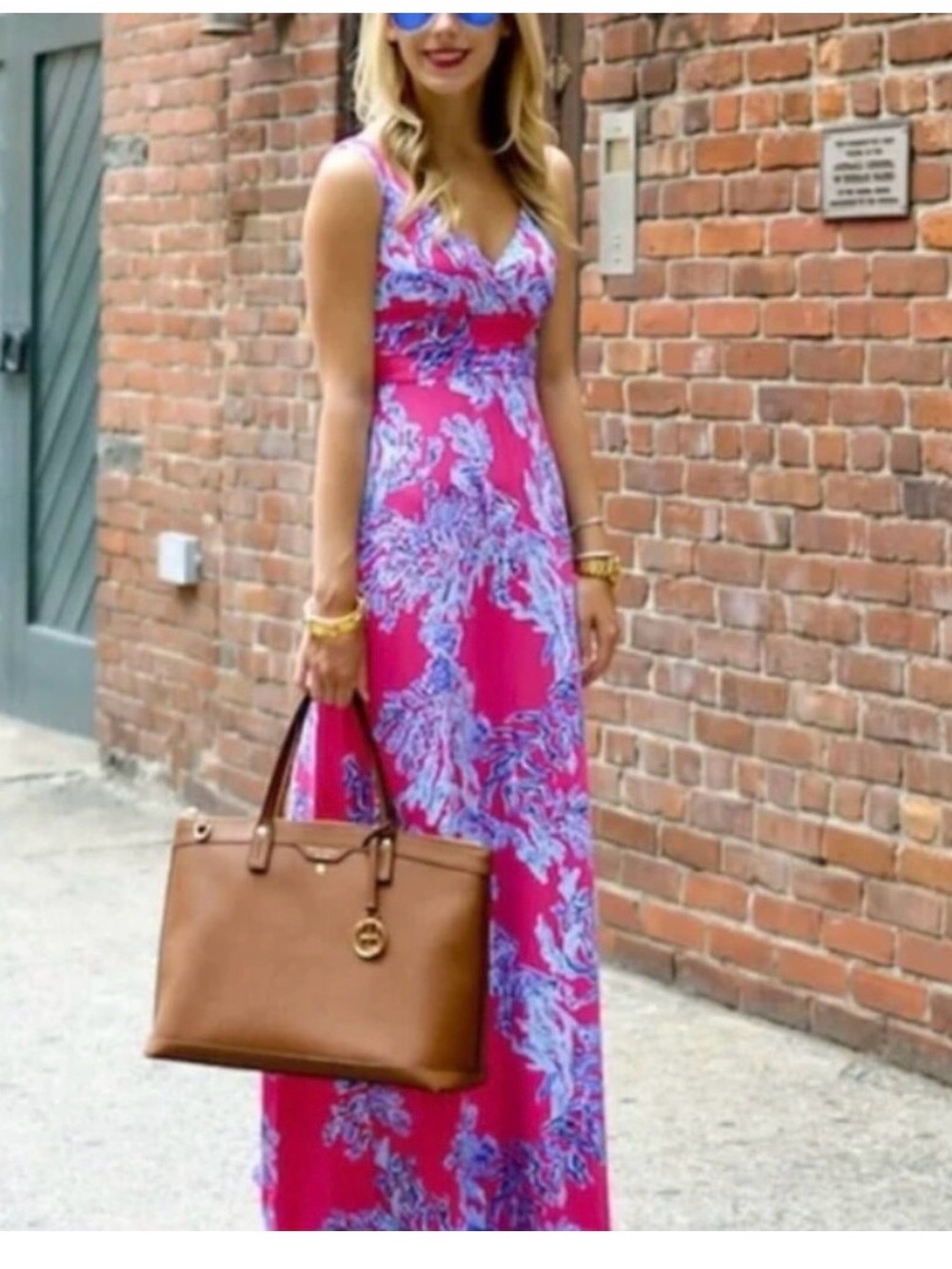 Lily Pulitzer Sloane dress Sleeveless Pink Floral V-Neck Maxi Dress